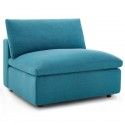 Contemporary Teal Blue Fabric Lounge Chair Andie