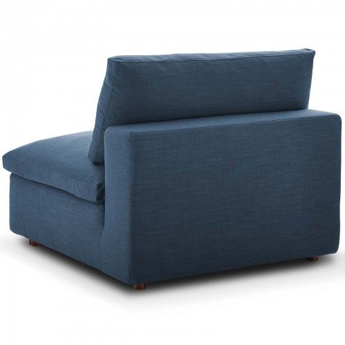 Contemporary Azure Blue Fabric Lounge Chair Andie
