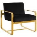 Modern Black Velvet and Gold Lounge Chair William