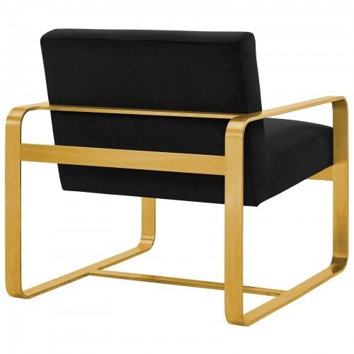 Modern Black Velvet and Gold Lounge Chair William