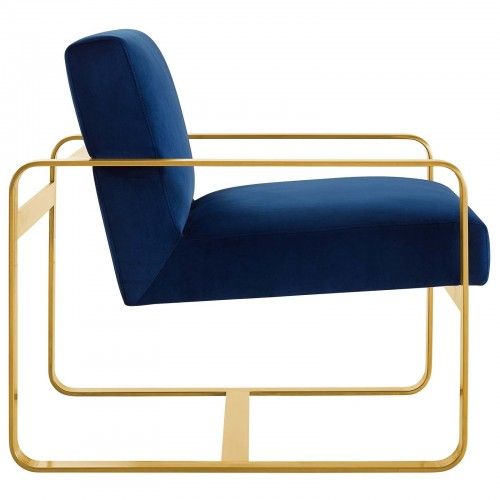Modern Navy Blue Velvet and Gold Lounge Chair William