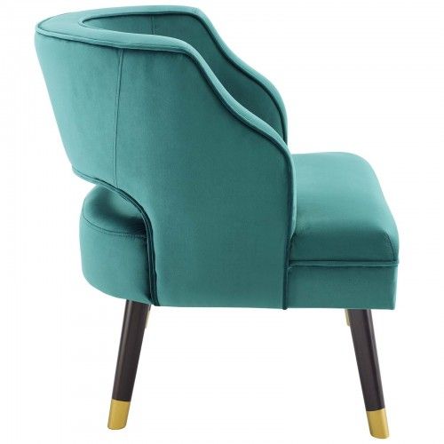 Modern Teal Blue Velvet Lounge Chair Bali