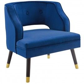Modern Navy Blue Velvet Lounge Chair Bali