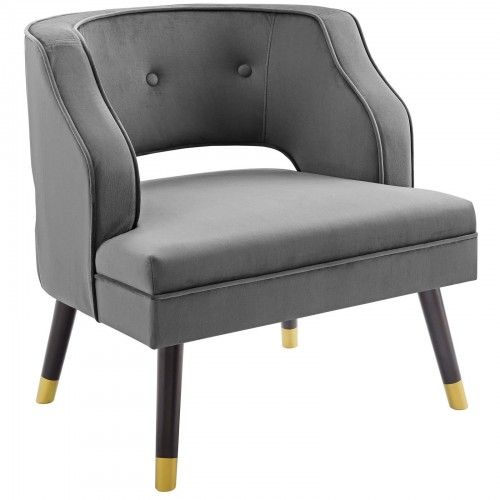 Modern Grey Velvet Lounge Chair Bali