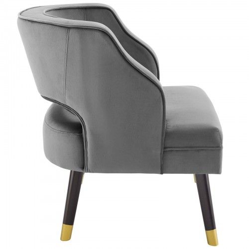 Modern Grey Velvet Lounge Chair Bali