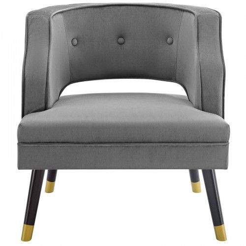 Modern Grey Velvet Lounge Chair Bali