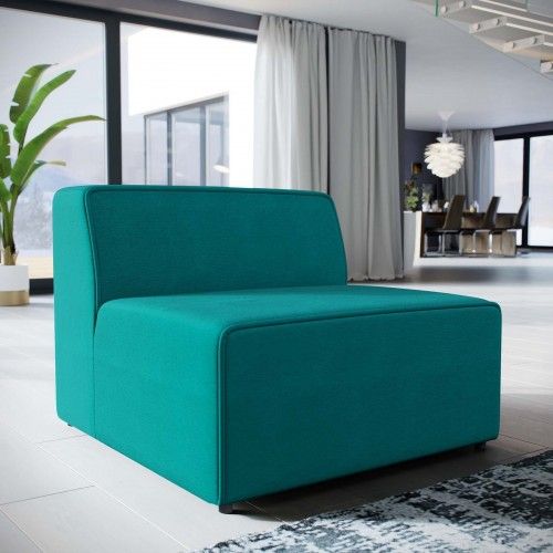 Contemporary Teal Blue Fabric Armless Lounge Chair Reality