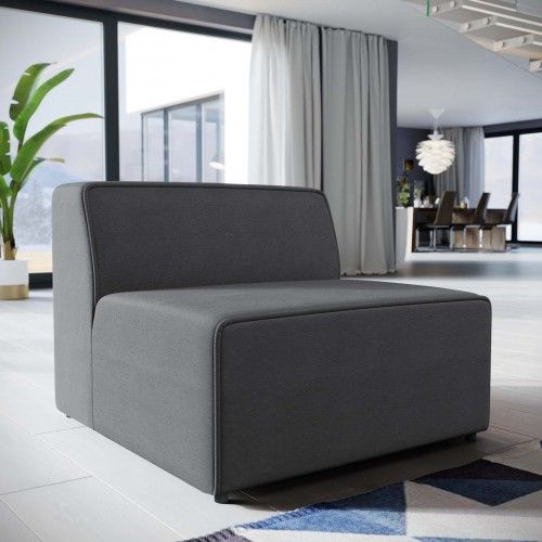Contemporary Grey Fabric Armless Lounge Chair Reality