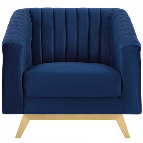 Modern Navy Blue Velvet Lounge Chair Corby