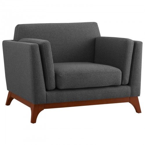 Modern Grey Fabric Lounge Armchair Ester