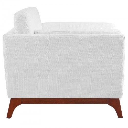 Modern White Fabric Lounge Armchair Ester