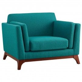 Modern Teal Blue Fabric Lounge Armchair Ester