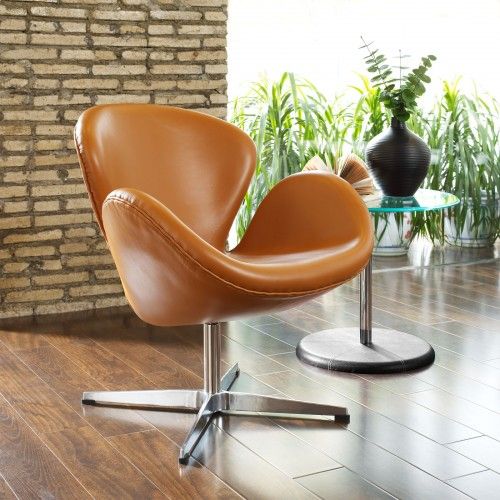 Modern leather swivel lounge chair Dove