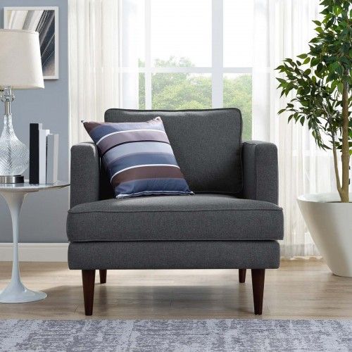 Modern Gray Fabric Lounge Chair Hug