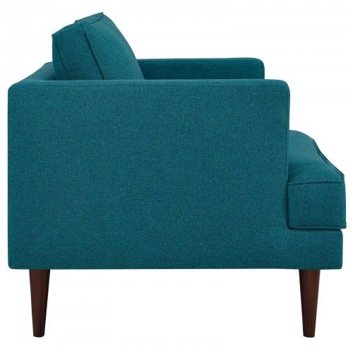 Modern Teal Blue Fabric Lounge Chair Hug