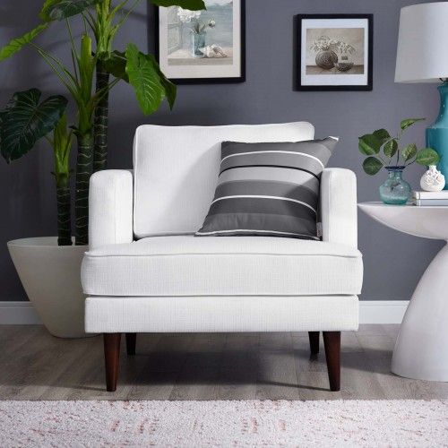 Modern White Fabric Lounge Chair Hug