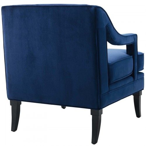 Mid-century Modern Navy Blue Velvet Lounge Chair Clover