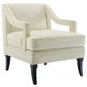 Mid-century Modern Ivory Velvet Lounge Chair Clover