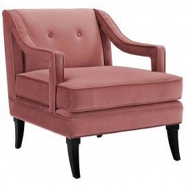 Mid-century Modern Dusty Rose Velvet Lounge Chair Clover