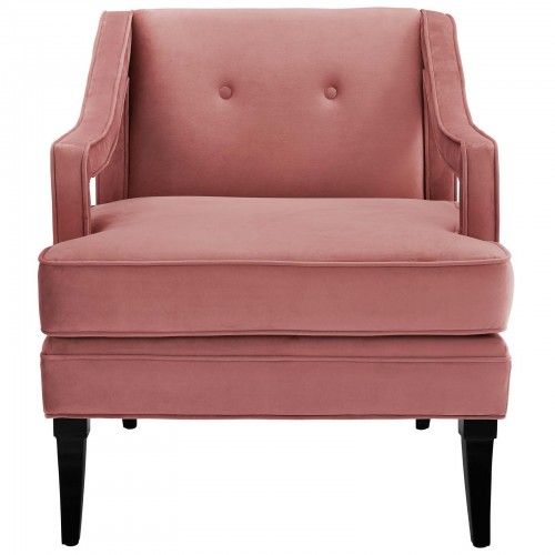 Mid-century Modern Dusty Rose Velvet Lounge Chair Clover