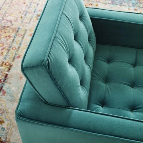Mid-century Modern Teal Blue Velvet Club chair Nob Hill