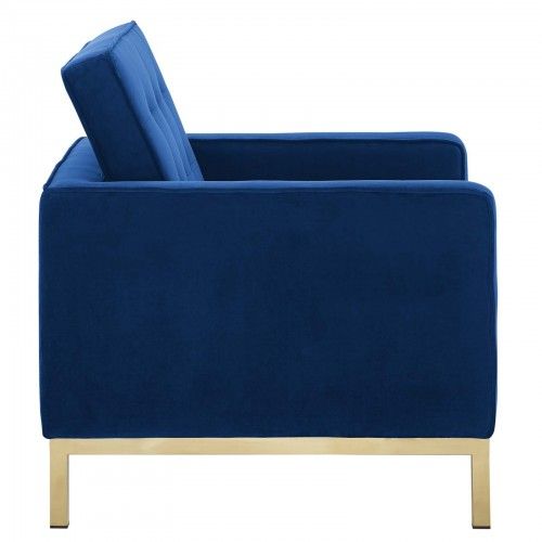 Mid-century Modern Navy Blue Velvet Club chair Nob Hill