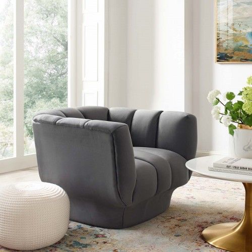 Modern Grey Velvet Fabric Club Chair Duke