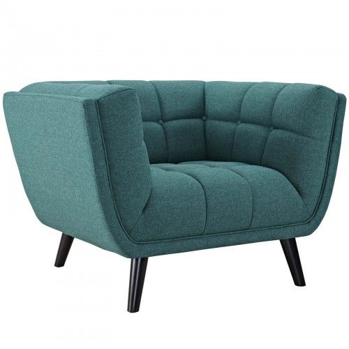 Mid-century Modern Teal Blue Fabric Club Chair Maira