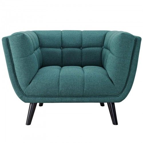 Mid-century Modern Teal Blue Fabric Club Chair Maira