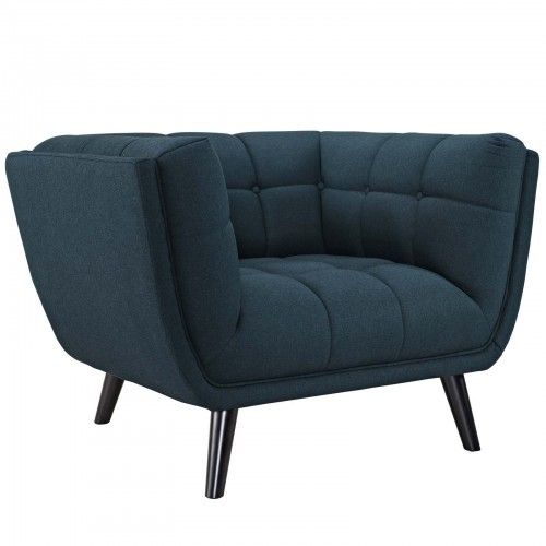 Mid-century Modern Blue Fabric Club Chair Maira