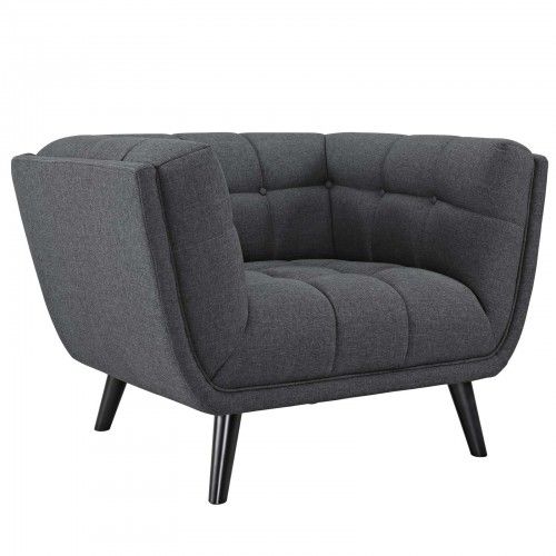 Mid-century Modern Grey Fabric Club Chair Maira