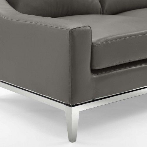 Modern Grey Leather Lounge Chair Lester