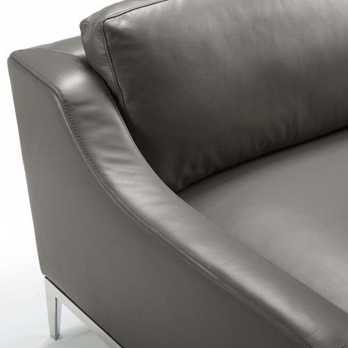 Modern Grey Leather Lounge Chair Lester