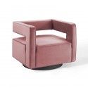 Modern Dusty Rose Velvet Swivel Lounge Chair Flight