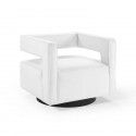 Modern White Velvet Swivel Lounge Chair Flight