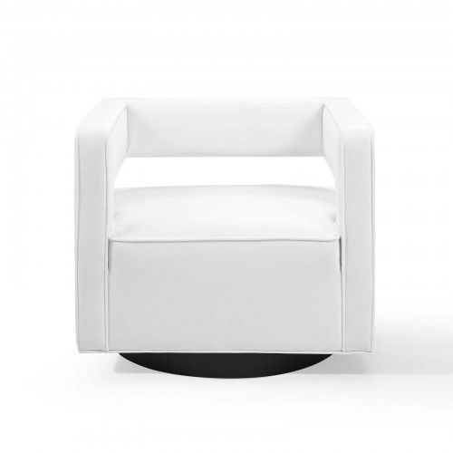 Modern White Velvet Swivel Lounge Chair Flight