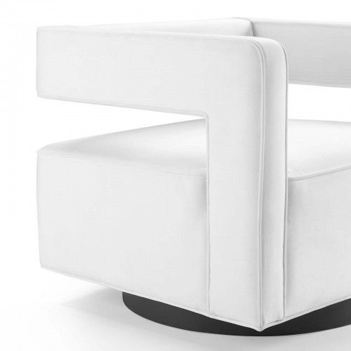 Modern White Velvet Swivel Lounge Chair Flight
