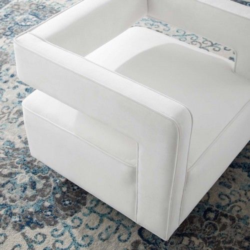 Modern White Velvet Swivel Lounge Chair Flight