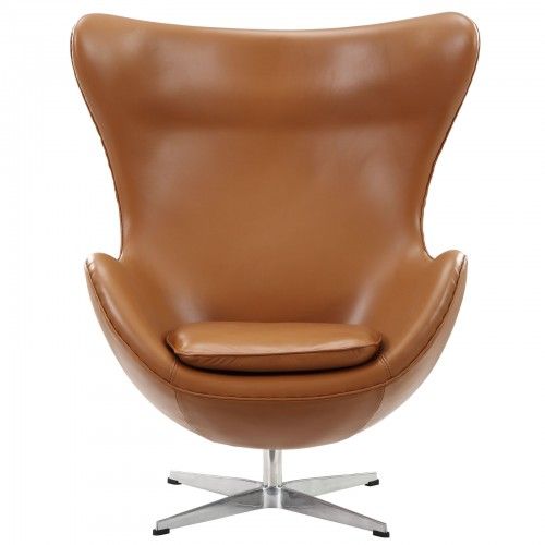 Modern Black leather swivel lounge Chair inspired by Arne Jacobsen Egg chair design