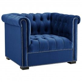 Modern Midnight Blue Velvet Club Chair Chester