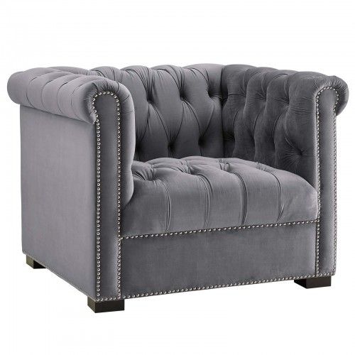 Grey Velvet Club Chair Chester