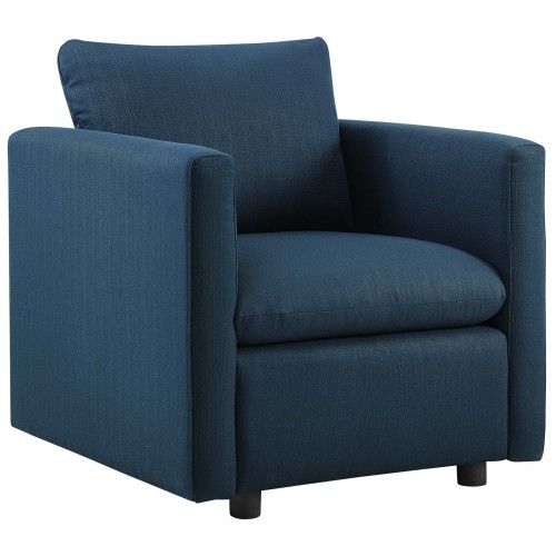 Modern Azure Blue Fabric Lounge Chair Base