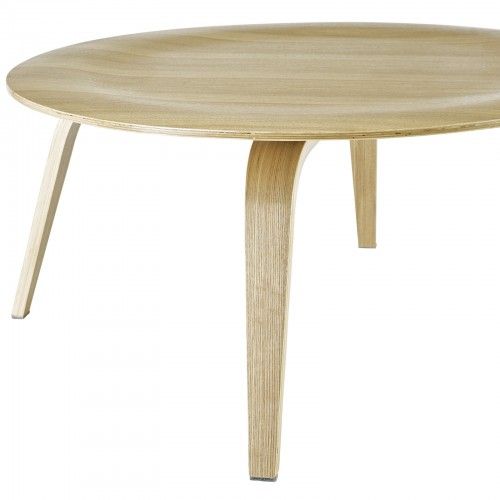 Modern round natural plywood coffee table Karlstad