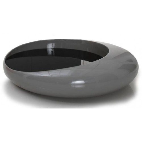 Contemporary oval high glossy grey coffee table Kami