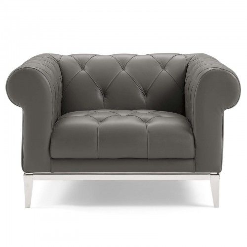 Grey Leather Chesterfield Armchair Aristocrat