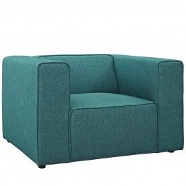 Contemporary Teal Blue Fabric Club Chair Metro