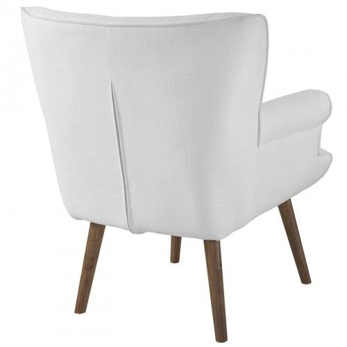 Mid-Century Modern White Fabric Lounge Chair Nino
