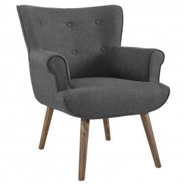 Mid-Century Modern Grey Fabric Lounge Chair Nino