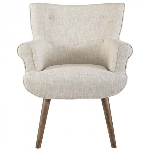 Mid-Century Modern Beige Fabric Lounge Chair Nino