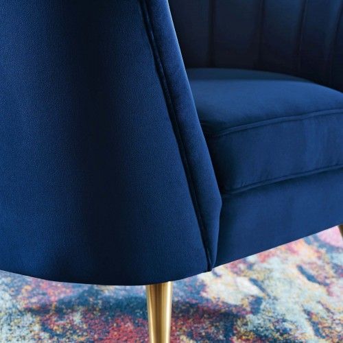 Blue fabric lounge chair Leaf